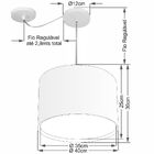 Lustre Pendente Cilíndrico Com Desvio Md-4312 Cúpula Em Tecid