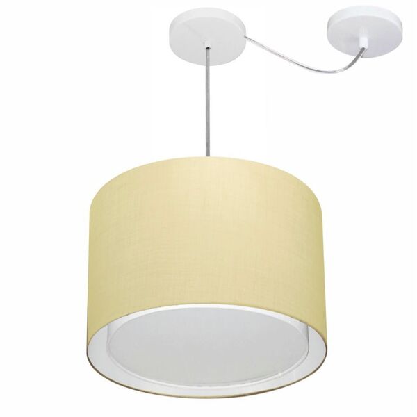 Lustre Pendente Cilíndrico Com Desvio Md-4312 Cúpula Em Tecid