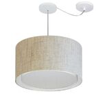 Lustre Pendente Cilíndrico Com Desvio Md-4313 Cúpula Em Tecid