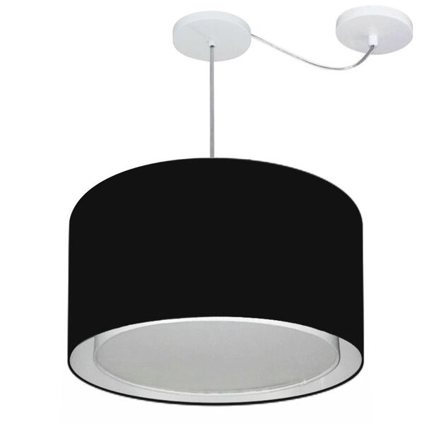Lustre Pendente Cilíndrico Com Desvio Md-4313 Cúpula Em Tecid