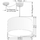Lustre Pendente Cilíndrico Com Desvio Md-4313 Cúpula Em Tecid