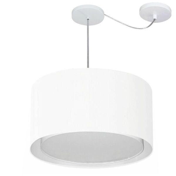Lustre Pendente Cilíndrico Com Desvio Md-4313 Cúpula Em Tecid