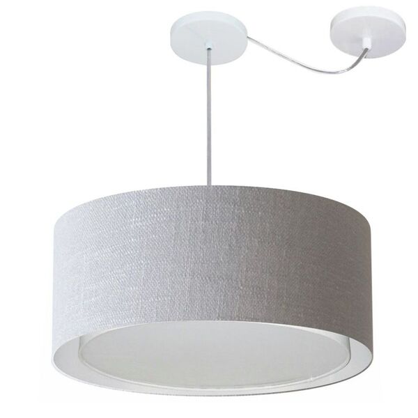 Lustre Pendente Cilíndrico Com Desvio Md-4314 Cúpula Em Tecid