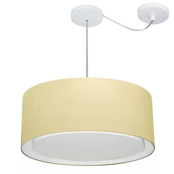 Lustre Pendente Cilíndrico Com Desvio Md-4314 Cúpula Em Tecid