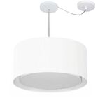 Lustre Pendente Cilíndrico Com Desvio Md-4315 Cúpula Em Tecid