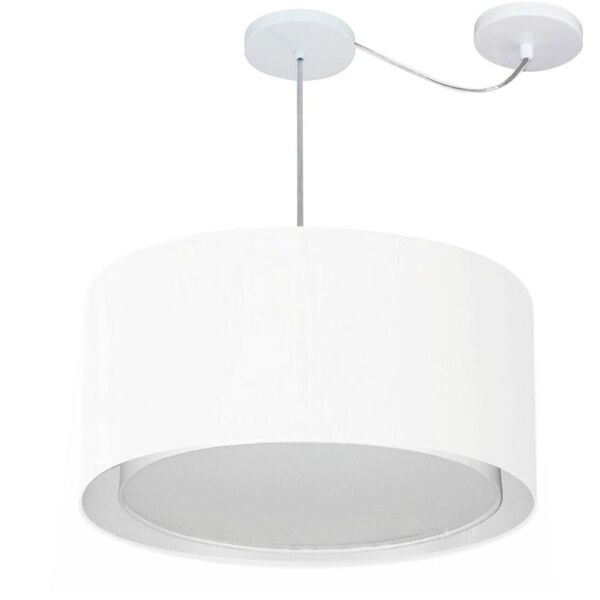 Lustre Pendente Cilíndrico Com Desvio Md-4315 Cúpula Em Tecid