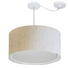 Lustre Pendente Cilíndrico Com Desvio Md-4315 Cúpula Em Tecid