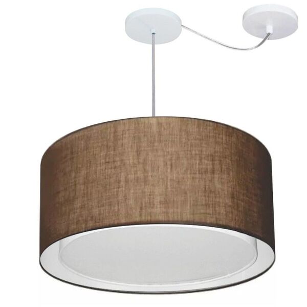Lustre Pendente Cilíndrico Com Desvio Md-4315 Cúpula Em Tecid