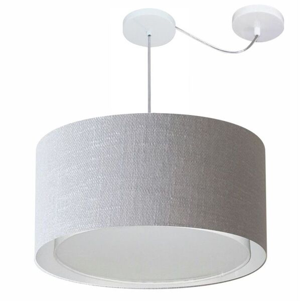 Lustre Pendente Cilíndrico Com Desvio Md-4316 Cúpula Em Tecid
