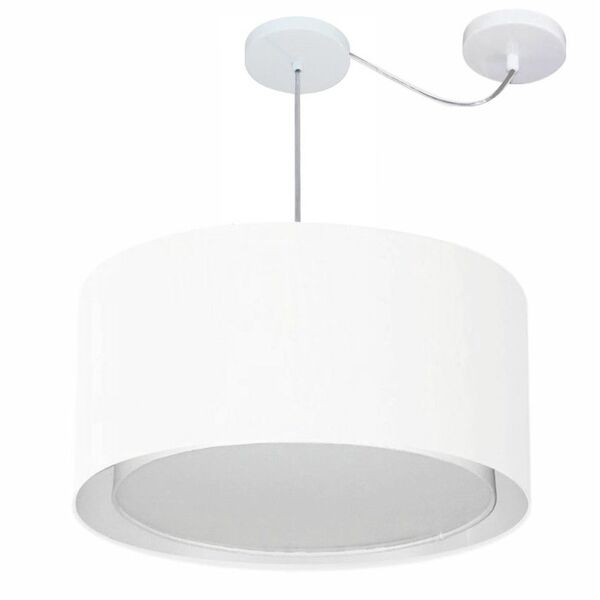 Lustre Pendente Cilíndrico Com Desvio Md-4316 Cúpula Em Tecid