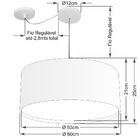 Lustre Pendente Cilíndrico Com Desvio Md-4317 Cúpula Em Tecid