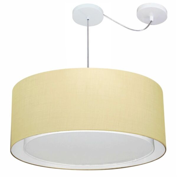 Lustre Pendente Cilíndrico Com Desvio Md-4317 Cúpula Em Tecid