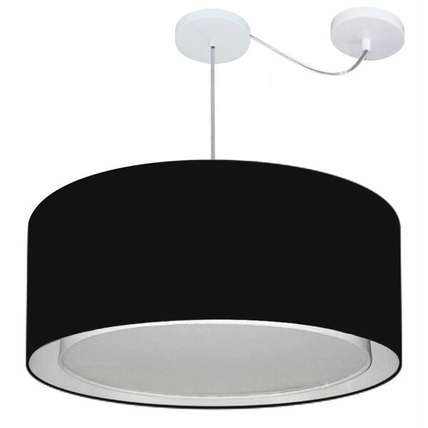 Lustre Pendente Cilíndrico Com Desvio Md-4318 Cúpula Em Tecid