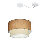 Lustre Pendente Cilíndrico Com Desvio Palha E Bege Mj-4359 Pa