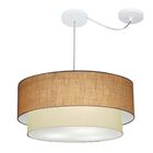 Lustre Pendente Cilíndrico Com Desvio Palha E Bege Mj-4368 Pa