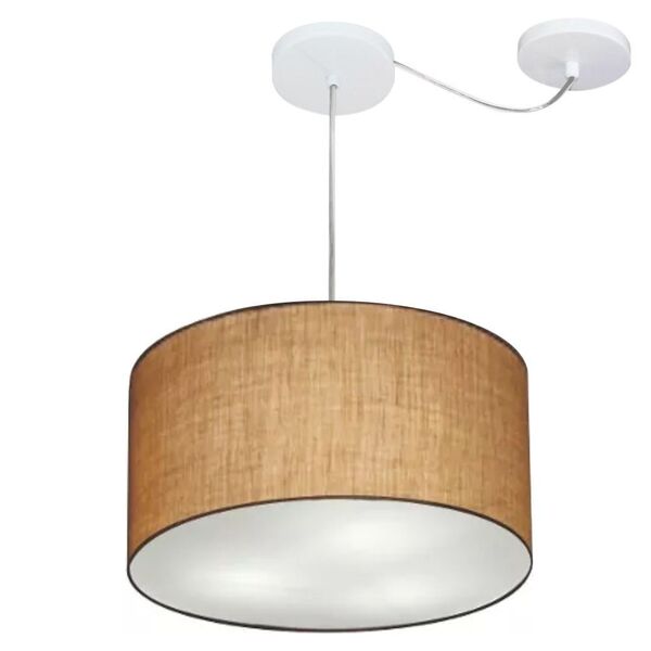 Lustre Pendente Cilíndrico Com Desvio Palha Mj-4256 Para Mesa