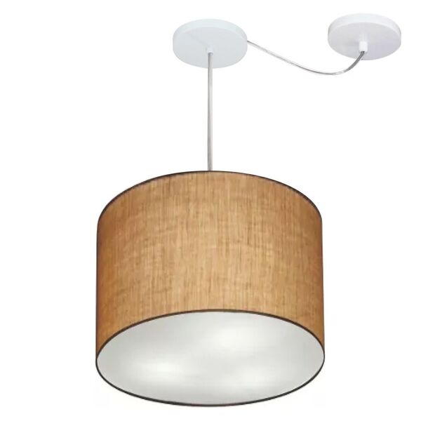 Lustre Pendente Cilíndrico Com Desvio Palha Mj-4258 Para Mesa