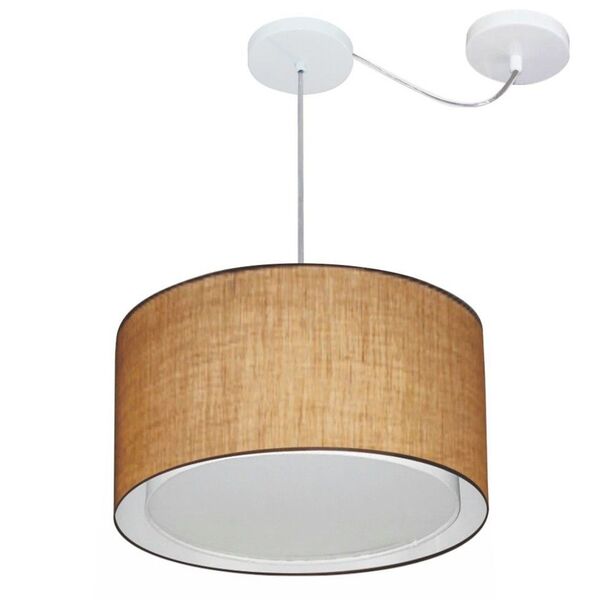 Lustre Pendente Cilíndrico Com Desvio Palha Mj-4305 Para Mesa