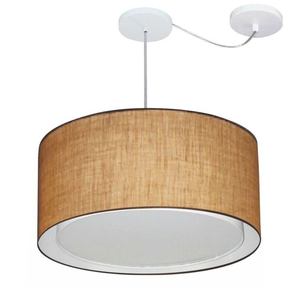 Lustre Pendente Cilíndrico Com Desvio Palha Mj-4315 Para Mesa