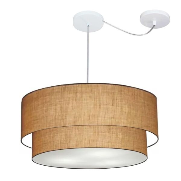 Lustre Pendente Cilíndrico Com Desvio Palha Mj-4367 Para Mesa