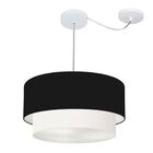 Lustre Pendente Cilíndrico Com Desvio Preto E Branco Mj-4360