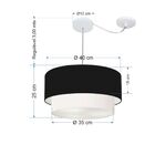 Lustre Pendente Cilíndrico Com Desvio Preto E Branco Mj-4364