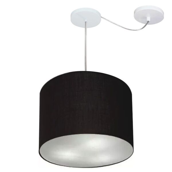 Lustre Pendente Cilíndrico Com Desvio Preto Mj-4258 Para Mesa