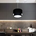 Lustre Pendente Cilíndrico Com Desvio Preto Mj-4368 Para Mesa