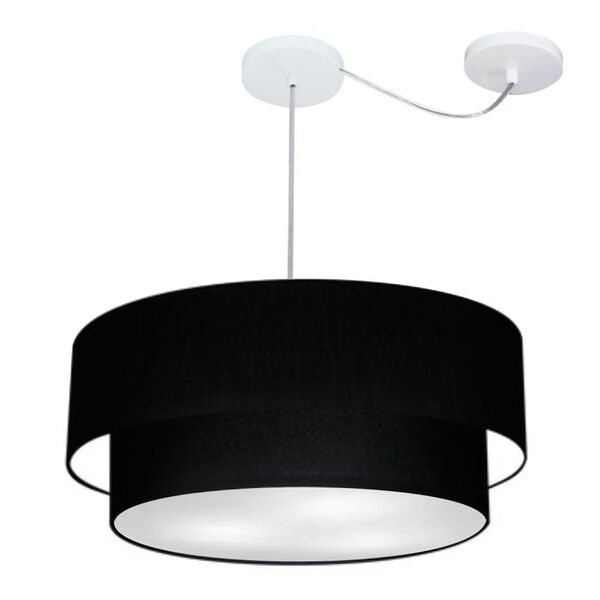 Lustre Pendente Cilíndrico Com Desvio Preto Mj-4368 Para Mesa