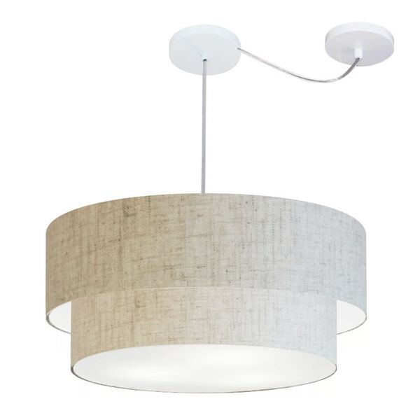 Lustre Pendente Cilíndrico Com Desvio Rustico Bege Mj-4363 Pa
