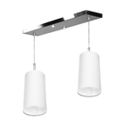 Lustre Pendente Cilindrico Duplo Base Retangular Branco