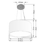 Lustre Pendente Cilíndrico Duplo Md-4123 Cúpula Em Tecido 40x