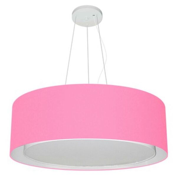 Lustre Pendente Cilíndrico Duplo Md-4125 Cúpula Em Tecido 60x