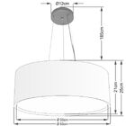 Lustre Pendente Cilíndrico Duplo Md-4125 Cúpula Em Tecido 60x