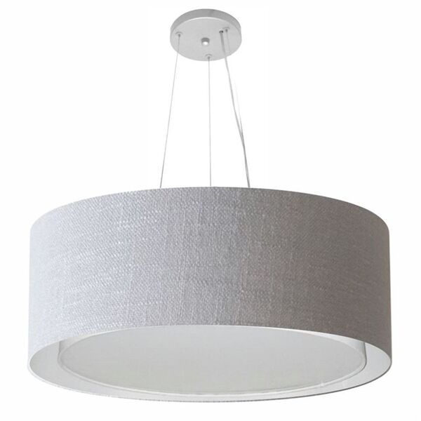 Lustre Pendente Cilíndrico Duplo Md-4125 Cúpula Em Tecido 60x
