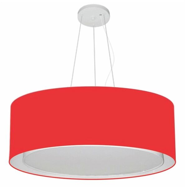 Lustre Pendente Cilíndrico Duplo Md-4125 Cúpula Em Tecido 60x
