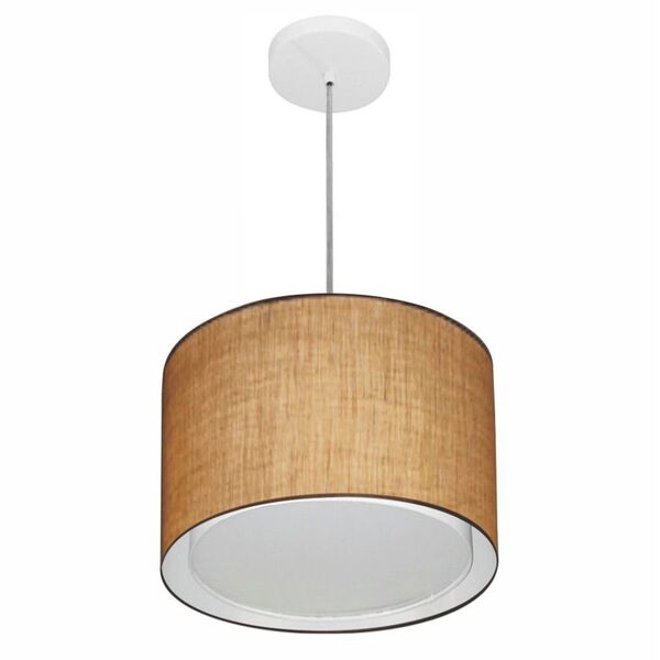Lustre Pendente Cilíndrico Duplo Md-4285 Cúpula Em Tecido 35x