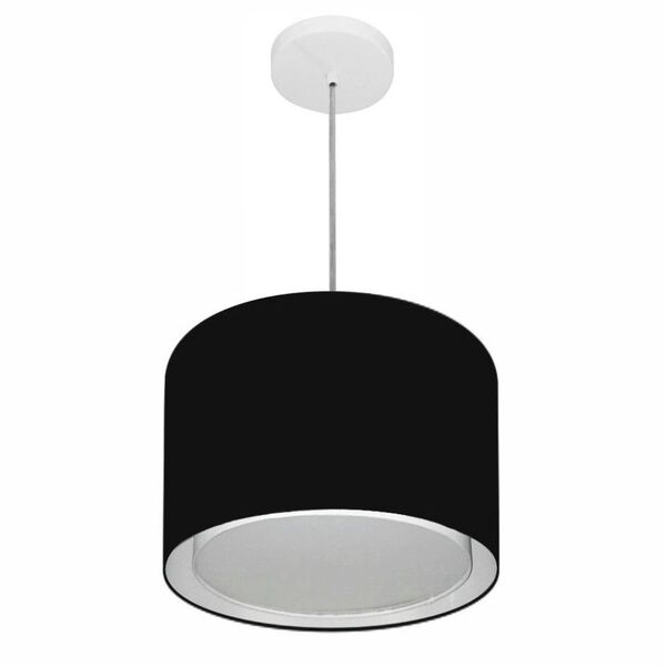 Lustre Pendente Cilíndrico Duplo Md-4285 Cúpula Em Tecido 35x