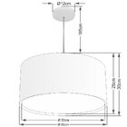Lustre Pendente Cilíndrico Duplo Md-4289 Cúpula Em Tecido 55x