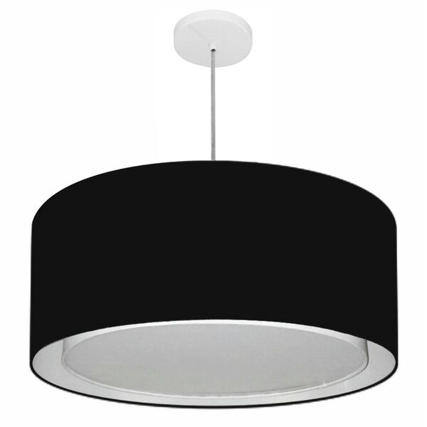 Lustre Pendente Cilíndrico Duplo Md-4291 Cúpula Em Tecido 60x