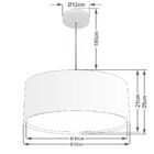 Lustre Pendente Cilíndrico Duplo Md-4294 Cúpula Em Tecido 50x