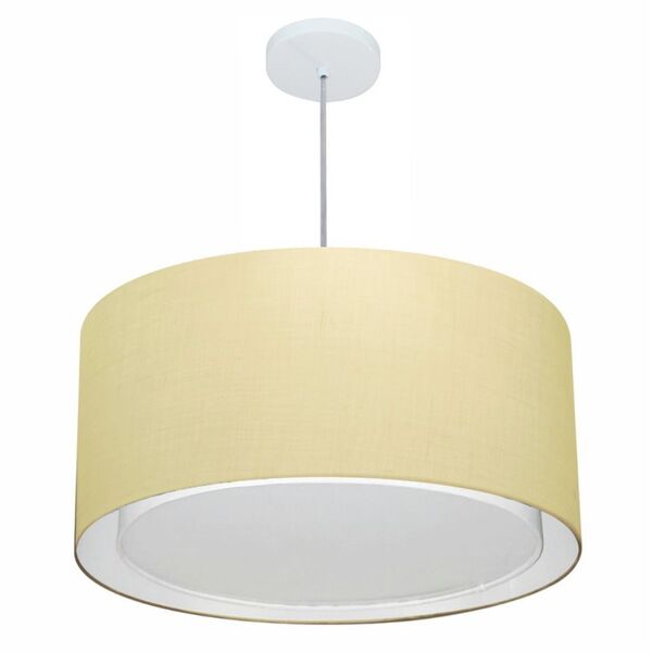 Lustre Pendente Cilíndrico Duplo Md-4296 Cúpula Em Tecido 55x