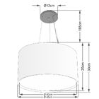 Lustre Pendente Cilíndrico Duplo Md-4299 Cúpula Em Tecido 45x