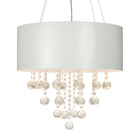 Lustre Pendente Cilíndrico Madeira Branco Laca E Cristais - 7