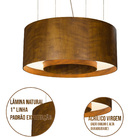 Lustre Pendente Cilíndrico Madeira Imbuia E Acrílico - 50cm