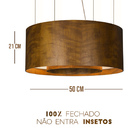 Lustre Pendente Cilíndrico Madeira Imbuia E Acrílico - 50cm