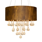 Lustre Pendente Cilíndrico Madeira Imbuia E Cristais - 60cm