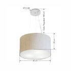 Lustre Pendente Cilíndrico Md-4009 Cúpula Em Tecido 40x21cm L