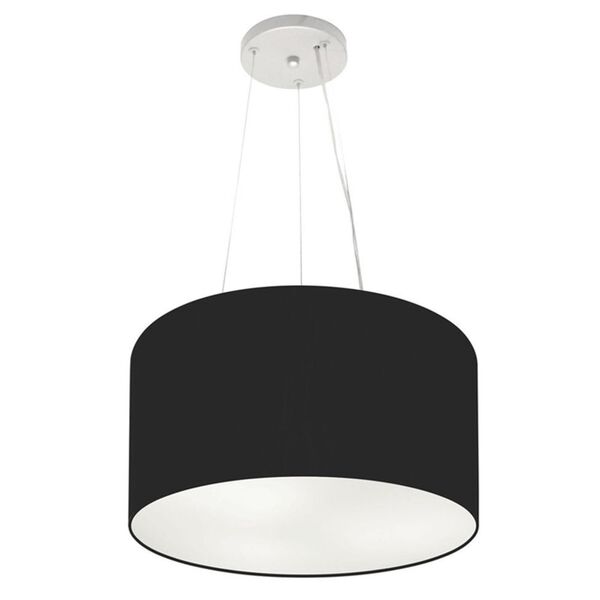 Lustre Pendente Cilíndrico Md-4009 Cúpula Em Tecido 40x21cm P