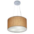 Lustre Pendente Cilíndrico Md-4009 Cúpula Em Tecido 40x21cm P